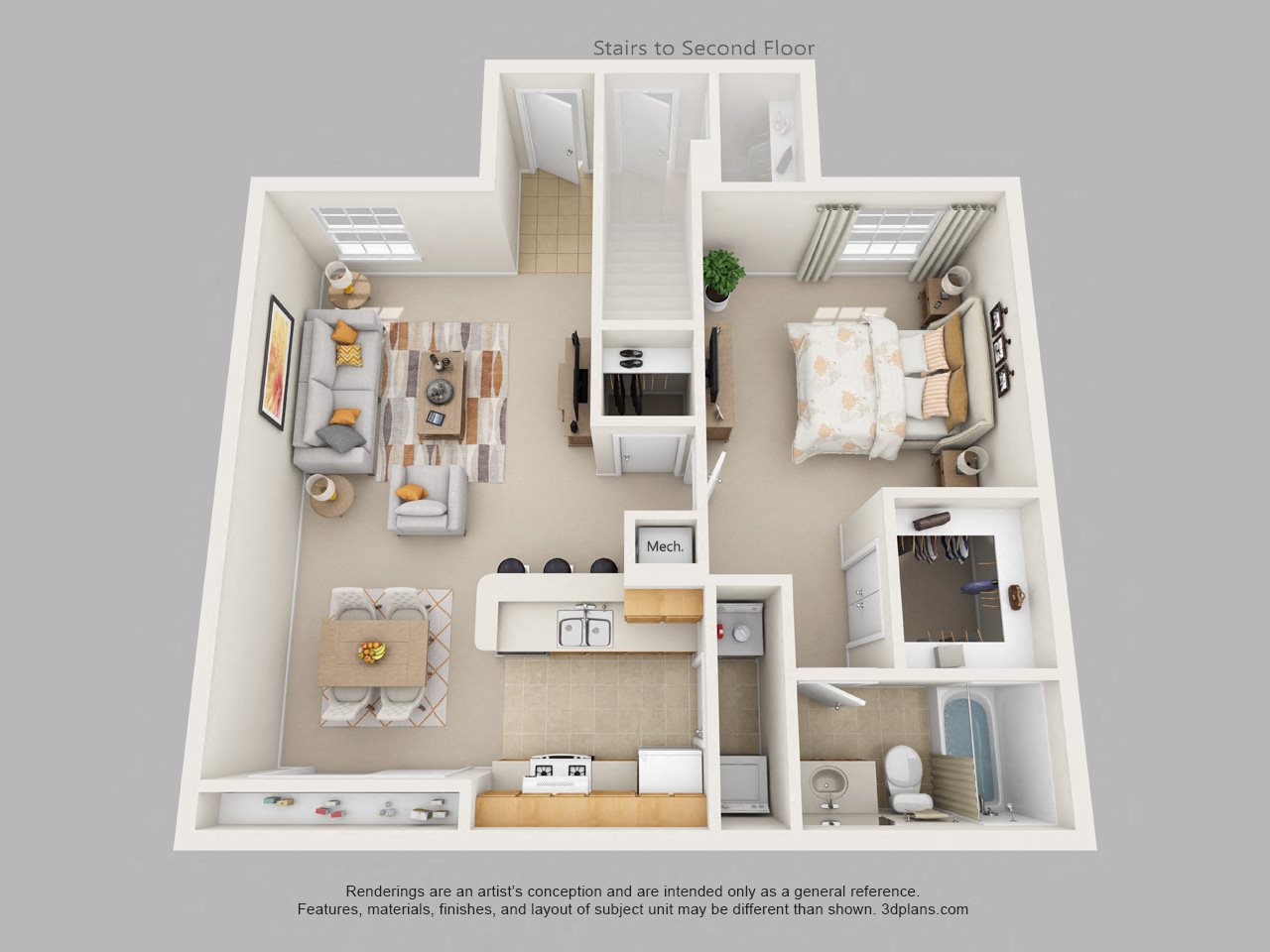 One Bedroom One Bath Floor Plan 1